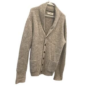 Vtg Line of Trade Men Wool Cardigan Sweater M Medium Shawl Fisherman Preppy Emo